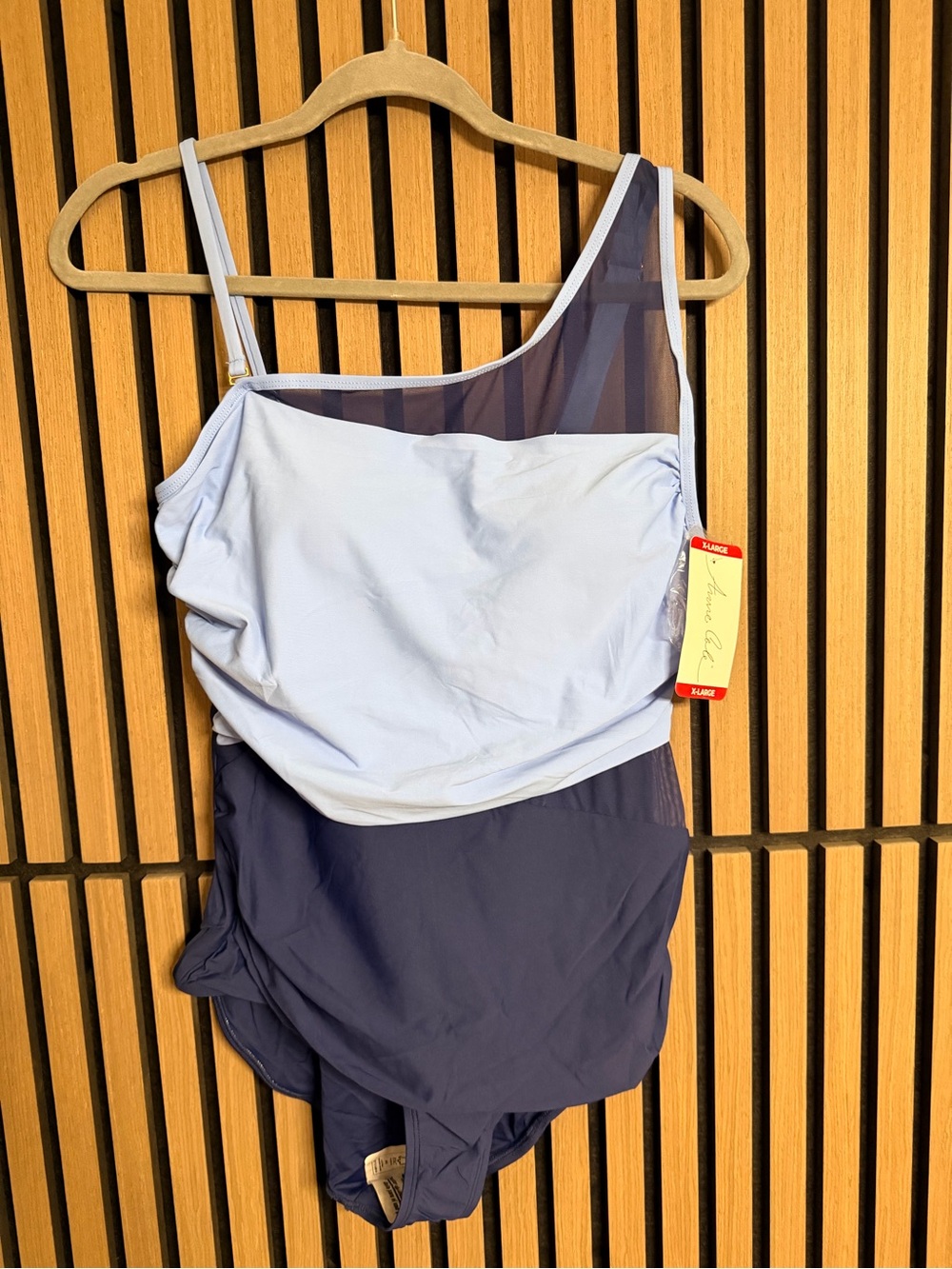 Anne Cole Light Blue and Navy One-Piece Swimsuit